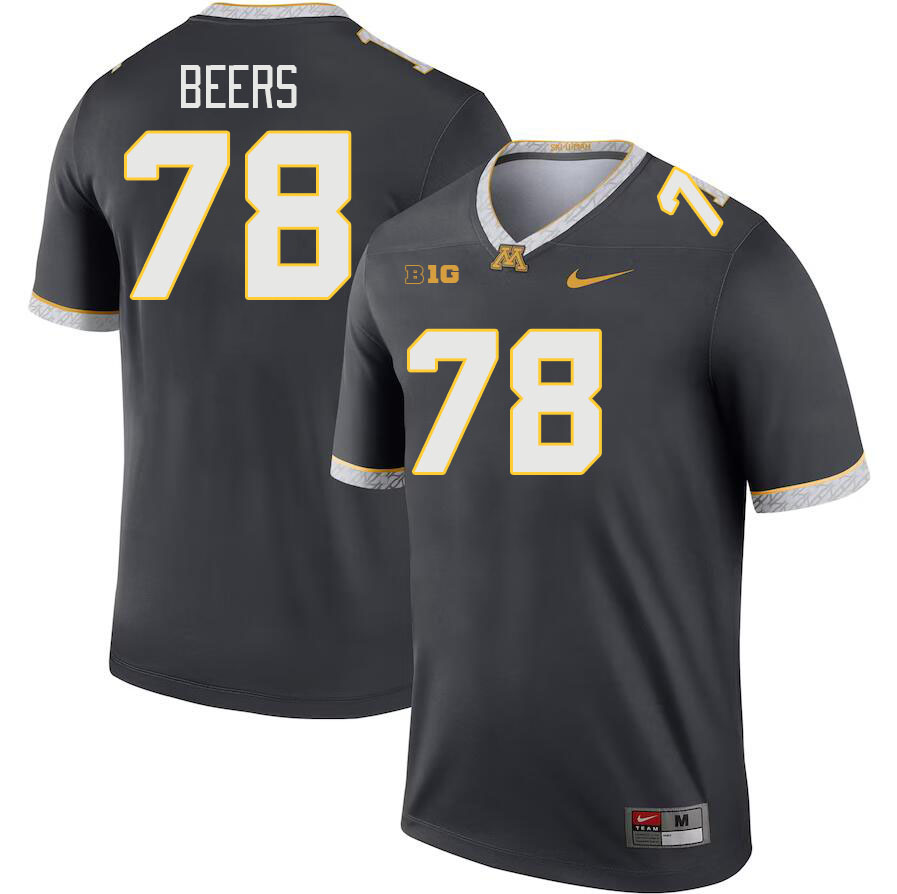 Men #78 Ashton Beers Minnesota Golden Gophers College Football Jerseys Stitched-Charcoal - Click Image to Close
